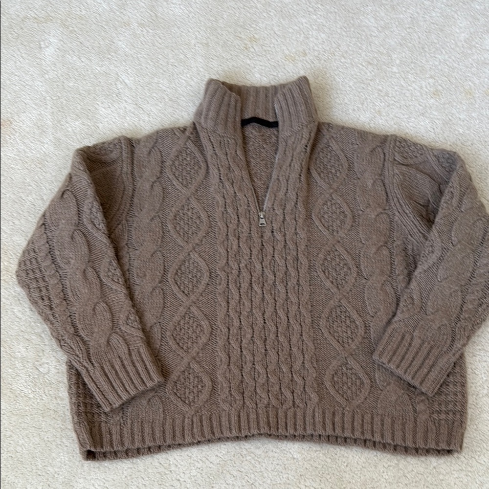 Jenni Kayne S Cable Knit Quarter Zip Sweater